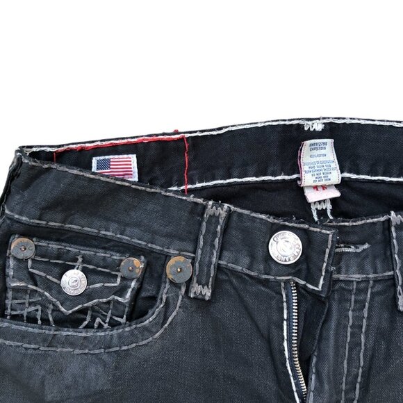 Vintage True Religion Jeans Size 36 RICKY SUPER T Wax Coated Denim - Picture 8 of 8
